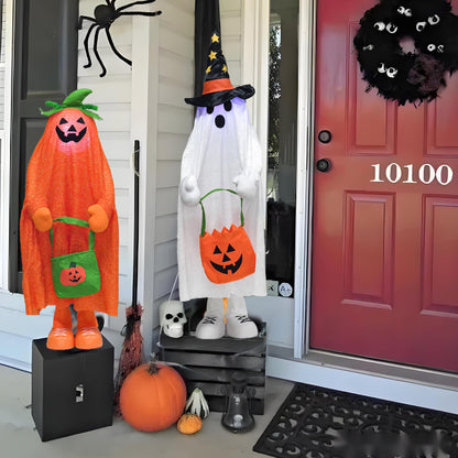 YUETJIN 37" Front Porch Light up Halloween Ghost Figure Décor, Kit Standing Trick or Treat Indoor and Outdoor Decorations-Start