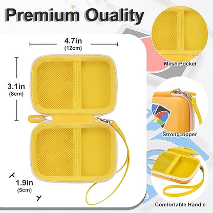 Leayjeen Cards Case Compatible with Skip BO/UNO/Pokemon/Phase 10 Card Game,Fits Up to 100 Cards,Carrying Storage Bag for Travel-Yellow(Case Only)