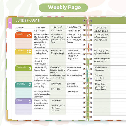 SKYDUE Teacher Planner 2026-2027 Academic Year, 8.5" x 11" Deluxe Teacher Lesson Planner with Monthly Tabs & Stickers, Lesson Plan Book 26-27, AbstractFloral