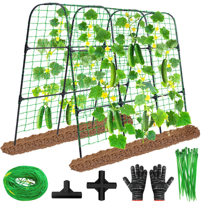 OTOSUNNY Cucumber Trellis, 50x48 inch Metal Garden Arch Trellis for Climbing Plants Outdoor, Plant Support for Vegetable Vine Tomato Green Bean Pea Cucumber Trellis for Raised Bed Garden, Black