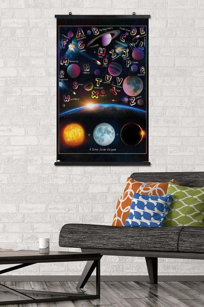 Trends International Ali Chris - The Solar System: Total Eclipse Letters Wall Poster, 34L x 22.4W, Premium Poster & Clip Bundle