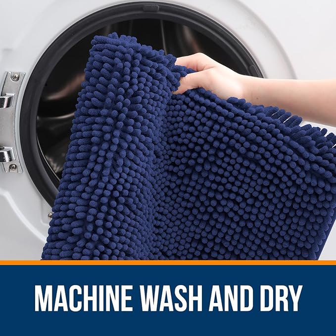OLANLY Large Bathroom Rugs 44x32, Soft Absorbent Chenille Bath Rugs, Rubber Backing Quick Dry, Machine Washable Bath Mats for Bathroom Floor, Tub and Shower, Home Decor Accessories, Twilight Sapphire