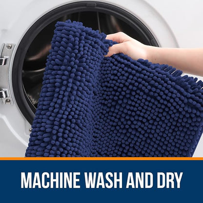 OLANLY Large Bathroom Rugs 44x32, Soft Absorbent Chenille Bath Rugs, Rubber Backing Quick Dry, Machine Washable Bath Mats for Bathroom Floor, Tub and Shower, Home Decor Accessories, Twilight Sapphire