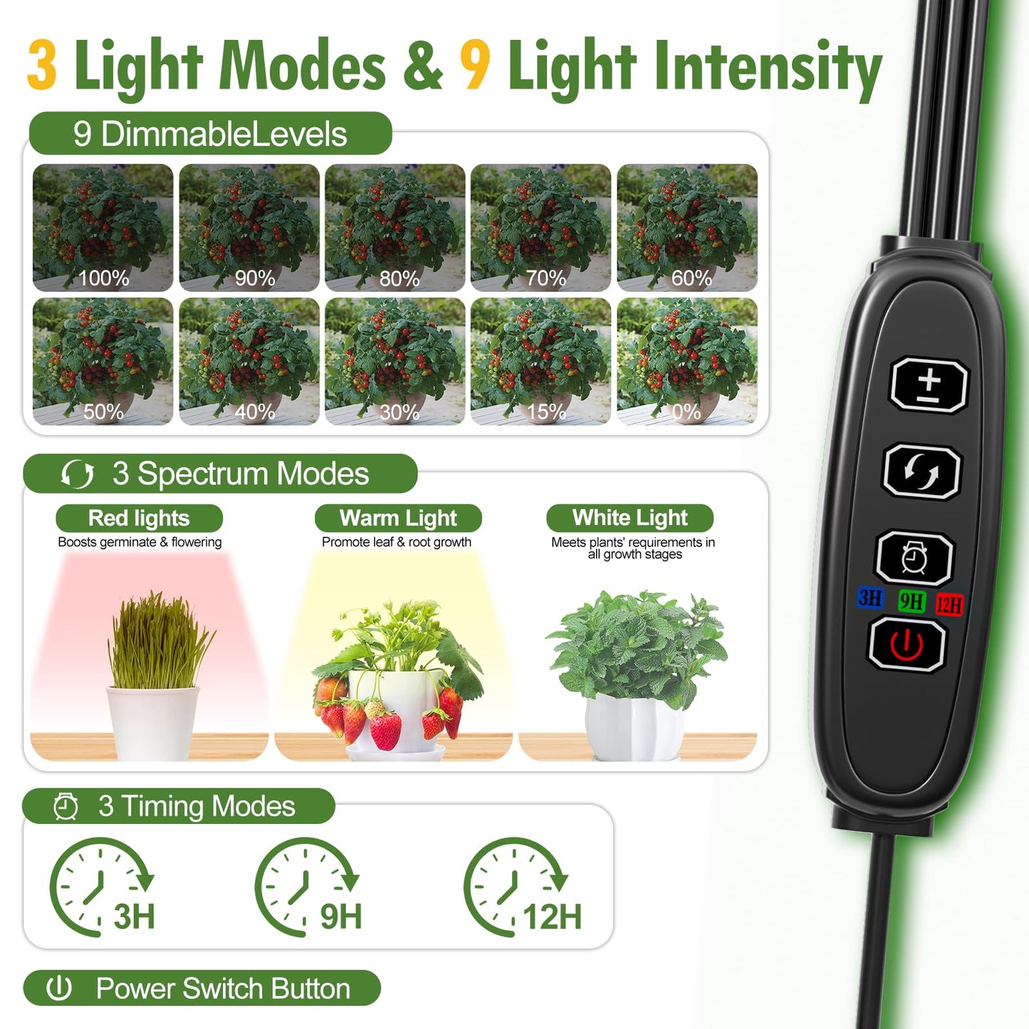 SPECILITE Indoor Greenhouse with Grow Light, DIY 4-Tier Plant Stand with PVC Cover and 99W Full Spectrum 5000K LED Plant Lights, Rolling Plant Shelves with Tent & Timer for Seed Starting, 27x14x59IN