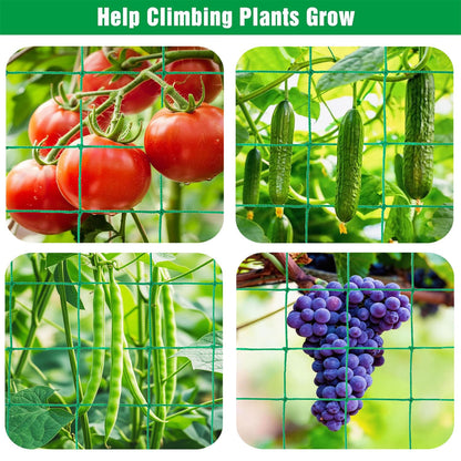 Trellis Netting for Climbing Plants, 6.6x9.85 FT Heavy Duty Garden Trellis Net with 27 Strands Nylon for Cucumber, Grape, Vine, Vegetables, Flowers, Bean, Tomato Grow Trellis Net (Green, 1 Pack)