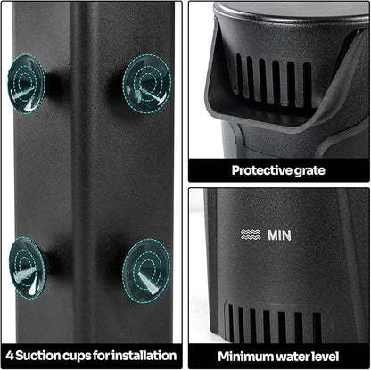 Yaubay Quiet Internal Aquarium Filter, 3-Stage Bio-Filtration Low-Level Waterfall Small Power Filter with Protective Grate for Up to 10 Gallon Fish Turtle Shrimp Tank Filtration (Filter) (Filter)
