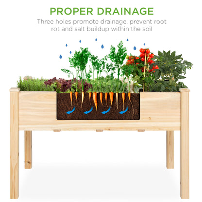 Best Choice Products 48 x 24 x 30 Inches Raised Garden Bed, Elevated Wood Planter Box Stand for Backyard, Patio, Balcony with Bed Liner, 200 Pound Capacity - Natural