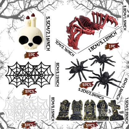 Spider Cake Decoration Halloween Cake Toppers Tombstone Cupcake Toppers (red)