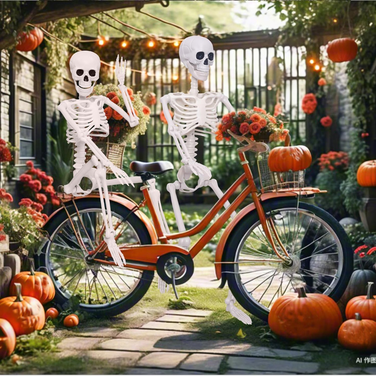 QSBOFOST 2Pack Skeletons Decorations,3FtLife Size Skeleton Posable Skeleton with Movable Joints for Halloween Decorations