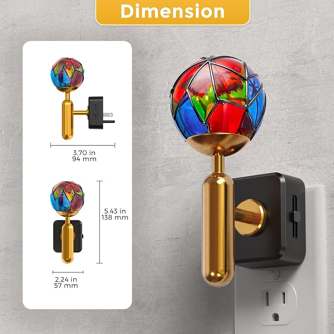 L LOHAS LED Night Light Plug in with Stepless Dimming, Vintage Stained Glass Nightlight with Dusk to Dawn Sensor, Aesthetics Plug in Night Lights for Home Decor