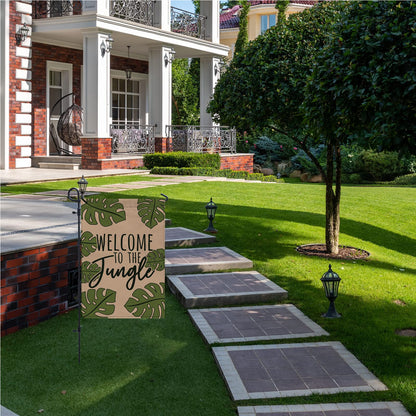 WutePade Welcome to the Jungle Fall Mini Garden Flags for Outside Farmhouse, Christmas Front Yard Decor - 12" x 18" Double Sided Holiday Outdoor Decor
