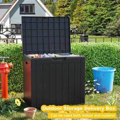 MAIUSCOLI 33 Gallon Outdoor Deck Box, Lockable Waterproof Outdoor Storage Boxes For Garden Tools,Indoor Cushions,Accessories Outside Storage Resin Weatherproof Container(Black)