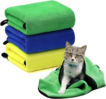 3 Pcs Dog Bath Towel Super Absorbent Puppy Drying Towel Microfiber Pet Grooming Towels for Medium Small Dogs Quick Dry Doggy Blanket, 24''x12''