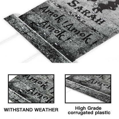 Halloween Decorations Outdoor Graveyard Tombstones:4 Pack Large Hocus-Pocus Yard Signs with Stakes, Outside Graveyard Decor Spooky RIP Headstones, Stone Texture Cemetery Props for Lawn Haunted House