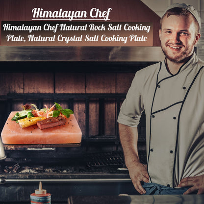 Himalayan Chef Natural Pink Salt Plate For Cooking, Grilling, Cutting and Serving, Pink Salt Slab (8" x 8" x 2")
