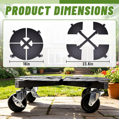 Plant Caddy with Wheels Heavy Duty, Adjustable 15-24 Inch Rolling Plant Stand with Lockable Casters, 440 Lbs Capacity Large Pot Roller Base Dolly Cart for Indoor Outdoor Use, Flower Pots, Planters