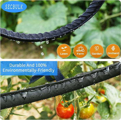 Secbulk 2026 Flat Soaker Hose 50 ft with Stakes for Garden, 50ft Linkable Drip Hose Diy Garden Irrigation System Saving 80% Water, Dual-layer Leak-free Design Water Hose with Holes