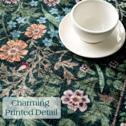 Othilic Moss Green 8x8 Square Rug - Soft Washable Boho Floral Living Room Rug Non Slip Stain Resistant Dark Forest Botanical 8' Square Area Rugs for Bedroom Guest Room Dining Room Rugs for Under Table