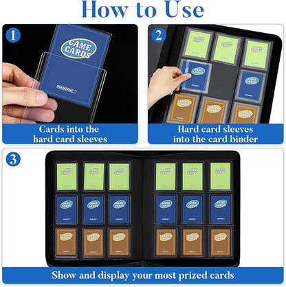 Fabmaker Top Load Binder Holds 360 Cards, Portable Card Binder with Retractable Handle, Side Loading Trading Card Storage for 3"x4" Hard Card Sleeves, Collectible Case for Game Sport Cards, Dark Green