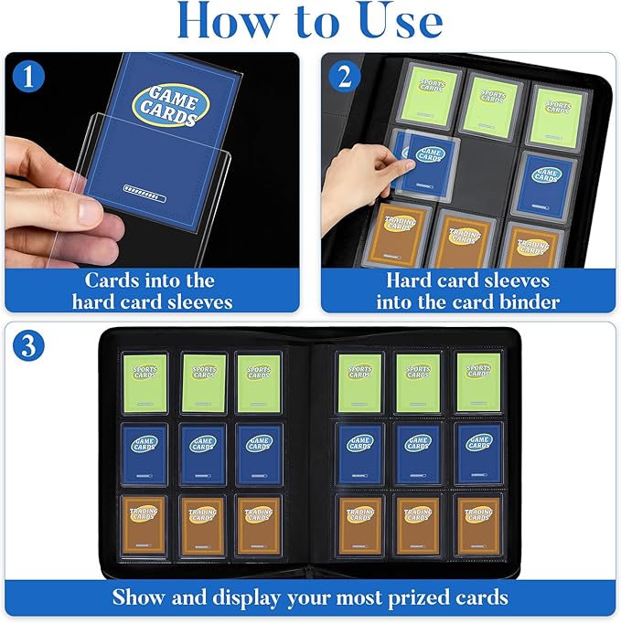 Fabmaker Top Load Binder Holds 360 Cards, Portable Card Binder with Retractable Handle, Side Loading Trading Card Storage for 3"x4" Hard Card Sleeves, Collectible Case for Games, Sports Cards, Purple
