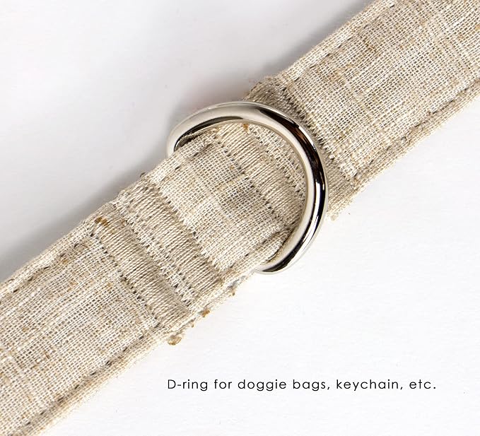 Sam and Maui Linen Blend Dog Leash with D-Ring, 4.5 FT Walking Lead for Small Dog, Natural S