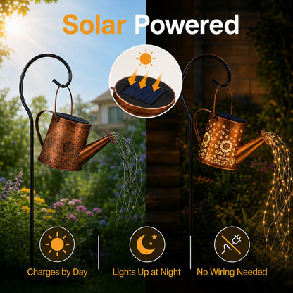 Solar Watering Can Light, Solar Powered Hanging Lantern Landscape Lights, Decorative Garden for Yard Waterproof Garden Decor, Gifts for Mom, Grandma（Sunflower + Bee）