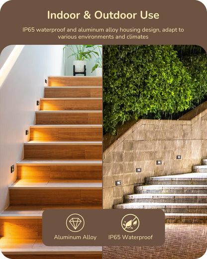 EDISHINE Indoor Stair Lights, 120V 2.5W 150LM, IP65 Waterproof, Aluminum, 4.69inx2.9inx1.53in, Oil-Rubber
