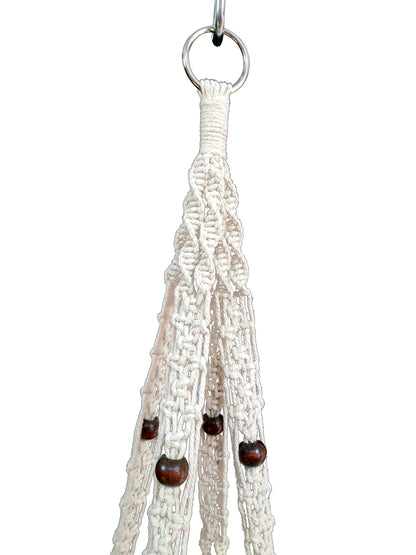 Hanpo Rope Macrame Plant Hanger Hanging Planter 4 Legs 59 Inch for 12-13 inch Plant Pot, Without Pot and Plant (Cream-Cotton)
