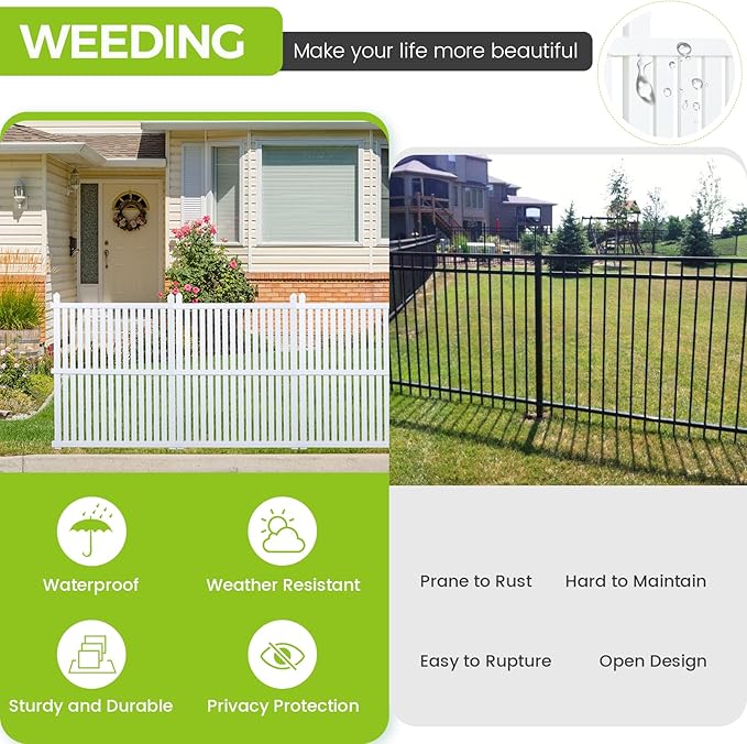 Air Conditioner Fence 36" W X 45" H Trash Can Fence Pool Equipment Enclosure Vinyl Privacy Fence Outdoor No Dig Privacy Fence 3 Panels with Metal Stake, White