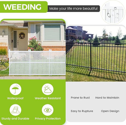 Air Conditioner Fence 36" W X 45" H Trash Can Fence Pool Equipment Enclosure Vinyl Privacy Fence Outdoor No Dig Privacy Fence 3 Panels with Metal Stake, White
