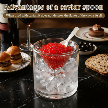24Pcs Caviar Spoon,Mother of Pearl Spoons for Caviar, Set of 12PC 3.54 inch &12PC 2.83 inch Shell Spoon, Handcraft Round Handle for Caviar, Egg, Ice Cream, Salt, Coffee Serving, Restaurant Serving Set