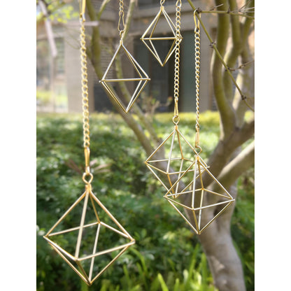 libproqia Gold Air Plant Holders with Chains, Set of 6 Geometric Hanging Planters with Removable Links for Wall Decor, Indoor Home Ceiling Display for Tillandsia, Ferns