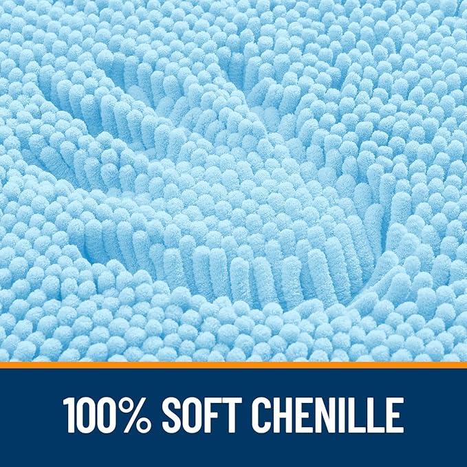 OLANLY Large Bathroom Rugs 40x32, Extra Soft Absorbent Chenille Bath Rugs, Rubber Backing Quick Dry, Machine Washable Bath Mats for Bathroom Floor, Tub and Shower, Home Decor Accessories, Sky Blue