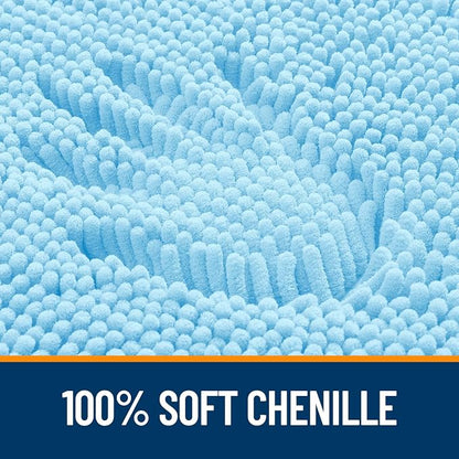 OLANLY Bathroom Rugs 32x20, Extra Soft Absorbent Chenille Bath Rugs, Rubber Backing Quick Dry, Machine Washable Bath Mats for Bathroom Floor, Tub and Shower, Home Decor Accessories, Sky Blue