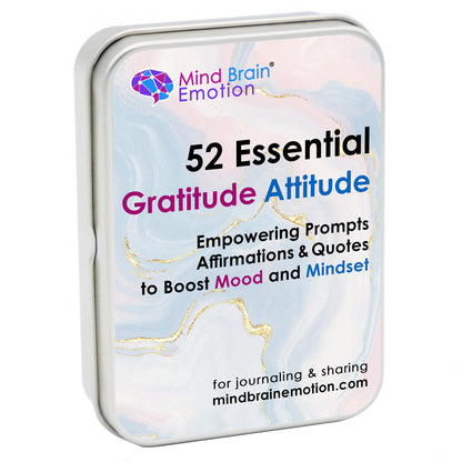 Mind Brain Emotion 52 Essential Gratitude Attitude: Journal & Conversation Cards to Boost Mood & Mindset - Empowering Prompts, Self-Help Affirmations, and Insightful Quotes - for Kids & Adults