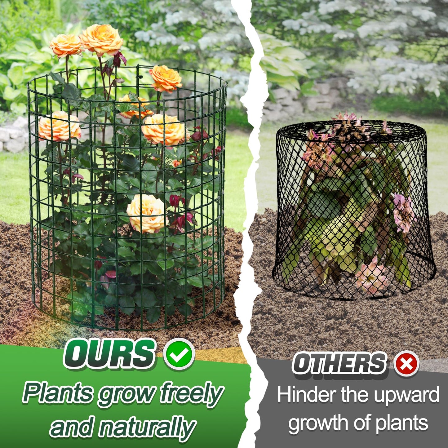 Alphatool 5 Packs Plant Protectors from Animals - 15pcs 17''L*12''H Easy to Bend Chicken Wire Nets Plant Cages Covers for Rabbits Squirrels Deers, Garden Bunny Barricades with Ties, Stakes, Gloves