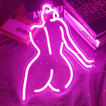 Ajoyferris Lady Back Neon Sign Dimmable LED Lady Sign Woman Neon Sign Sexy Lady Neon Signs for Bedroom Man Cave Bar Store Home Party Art Decor Gifts(16X11 inches,Blue)