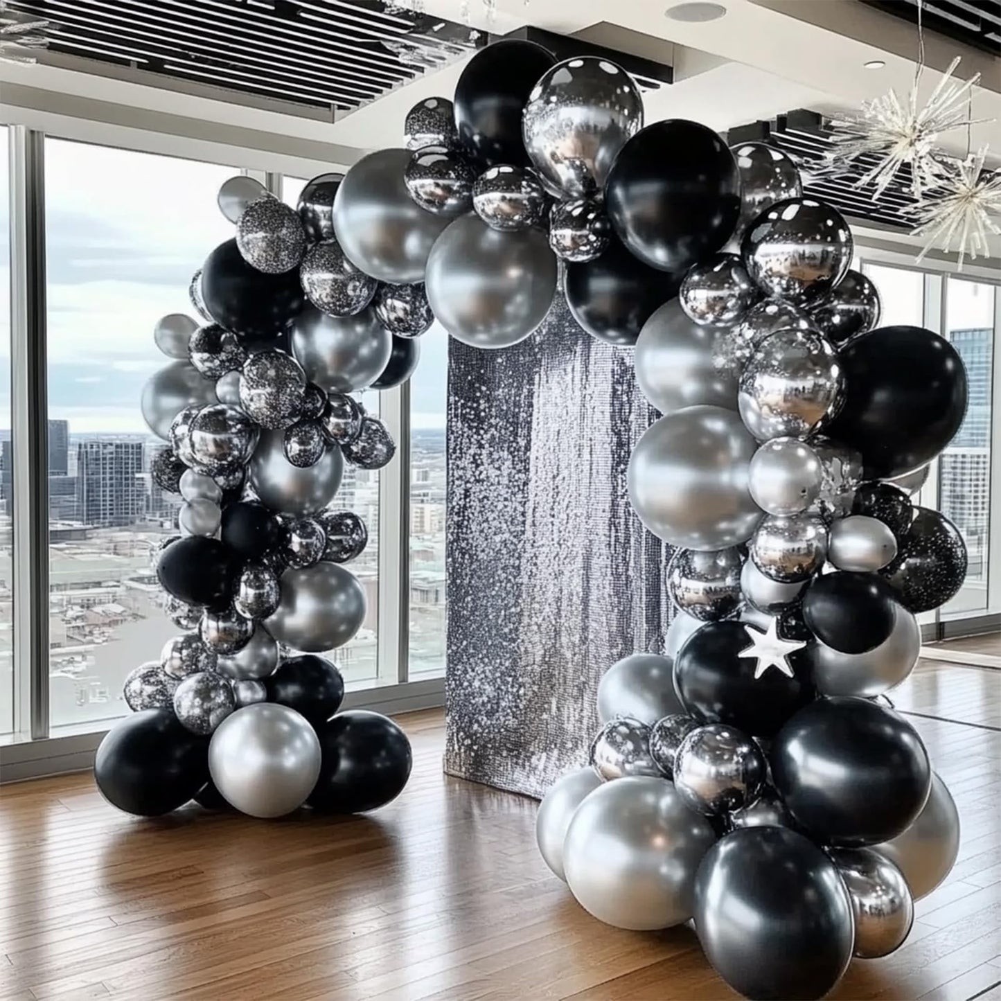 Black Balloons, 98PCS Double Stuffed Balloon Garland Arch Kit, 18/12/10/5 Inch Different Sizes for Birthday Anniversary Holiday New Year Halloween Ridder Party Decorations