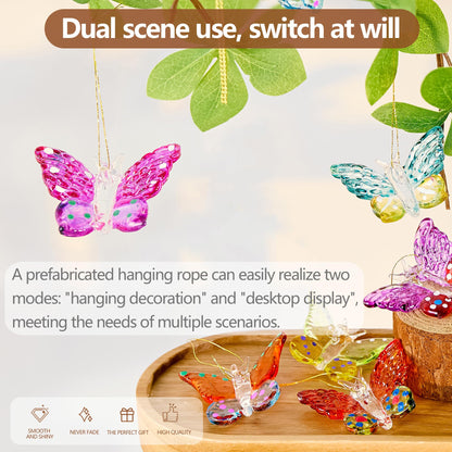 Set of 4 Crystal Butterfly Ornaments 1.7in Hanging Glass Butterflies Collectible Decoration for Home Window Patio Tree