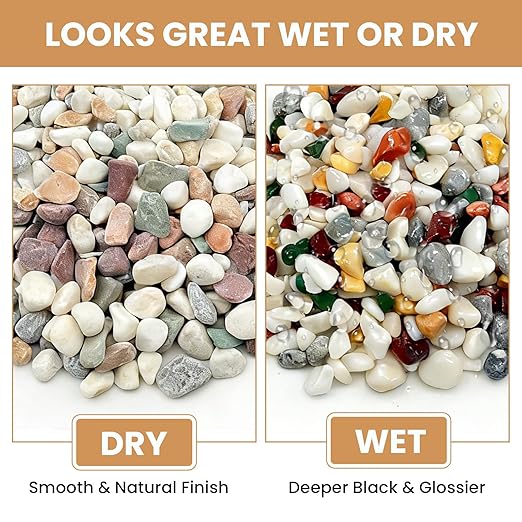 3/8 Inch Decorative Pebbles, River Rocks for Indoor Plants, Succulents, Planters, Vases, Fish Tank, Aquarium Gravel & Landscaping, Mixed Color, 3LB
