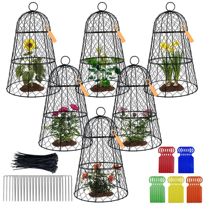 XMxoTxo 6 Packs 11.4" D x 17.7" H Garden Cloches for Plants,Upgraded Triple Combination,Rustproof Chicken Wire Cloches Flip-Top Design,Plant Protectors from Animals,Ideal for Outdoor Plant Protection