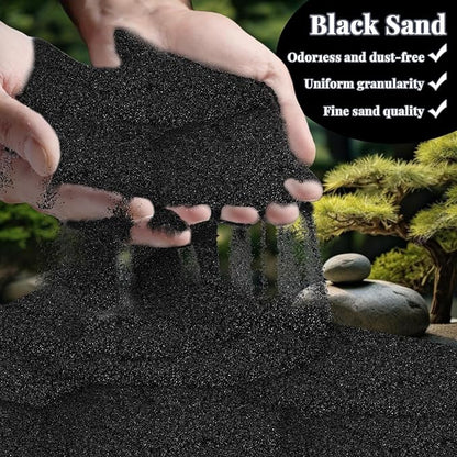 RAINFLOW 15 OZ Fine Balck Sand for Crafts - Colored Quartz Zen Garden Sand Decorative for Vases Filler, Wedding Unity Ceremony, Incense Burner, Ritual Incense,Eco Bottle