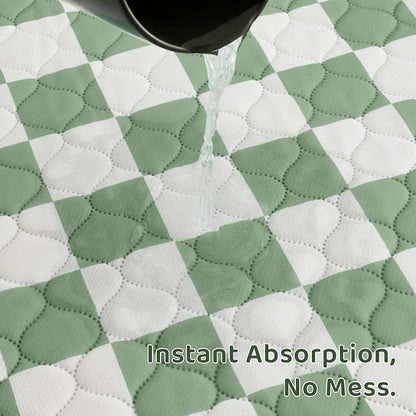 2 Pack Sage Green Checkered Washable Pee Pads for Dogs, Checkered Reusable Dog Pee Pads, for Puppy Playpen, Crate, Whelping Box, Potty Training, Cute Aesthetic Absorbency, Leak-Proof Non-Slip