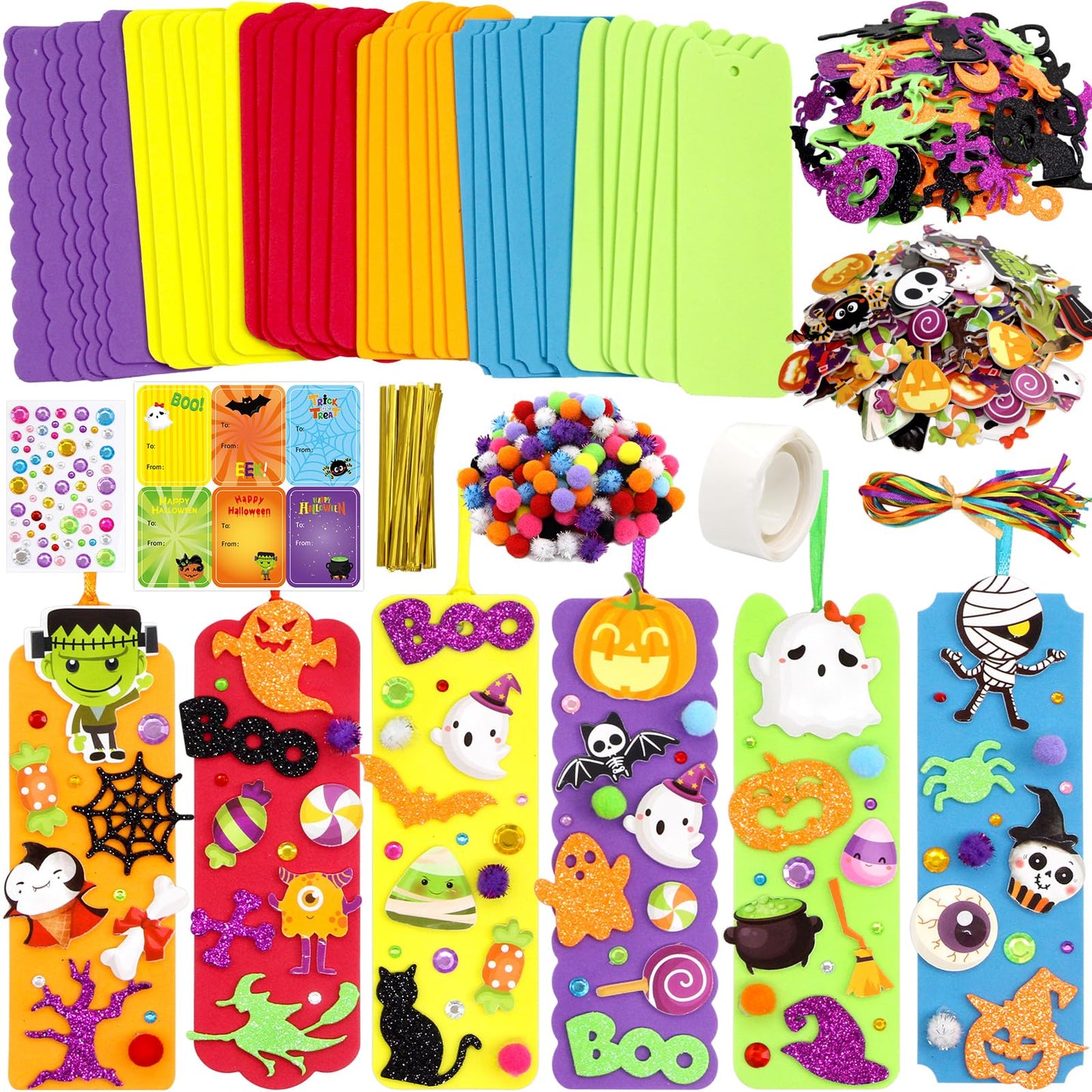 Fancy Land 36 Sets Halloween Crafts for Kids Ages 3-5 Foam DIY Bookmarks Craft Kit Halloween Party Favors for Kids Classroom Activities