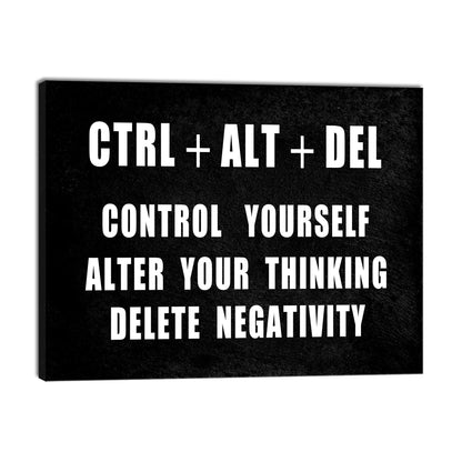 Pyradecor Motivational CTRL+ALT+DEL Classroom Positive Quotes Inspirational Poster Canvas Prints Wall Art for Office Living Room Home Decorations