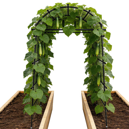Toriexon Garden Arch Trellis for Climbing Plants, Adjustable Tunnel Trellis 7.4FT Tall & 2.8 FT Depth, Metal Plant Support Garden Trellis Arch for Outdoor Climbing Vine,Vegetable, Fruit, Flower