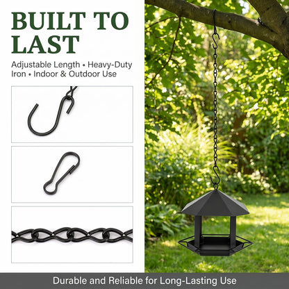 Suwimut 157 Inch Hanging Chains, Black Metal Hanging Basket Chain with 30 S Hooks and 30 Clips for Bird Feeders, Billboards, Planters, Wind Chimes, Lanterns, Grow Lights, Ornaments, Outdoor/Indoor Use