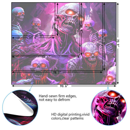 puuiui Halloween Blacklight Tapestry Skull Wall Goth Skeleton Hanging Horror Uv Black Light Tapestries for Bedroom Living Room Men dorm Wall Party Decor, 39.4Wx31.5L