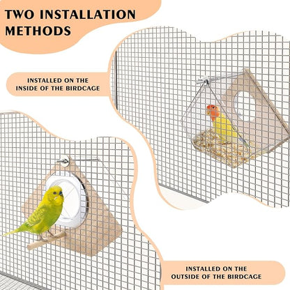 Parakeet Nesting Box for Cage, High-Transparent Parakeet Nest, Bird House Cage Accessories with Wood Perch, Breeding Box Acrylic Bird Nest for Parrots, Cockatiels, Lovebirds, Canaries