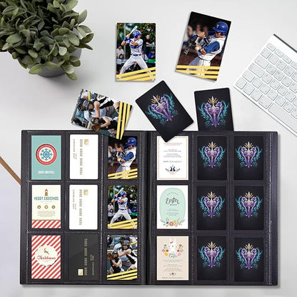 Card Binder, 360 Pockets Upgraded Trading Card Binders, Cards Collection Binder 9 Pocket, Side Loading Yugioh Binder Book Holder for MTG, TCG, Sport, Football, Baseball Collector Cards - Black